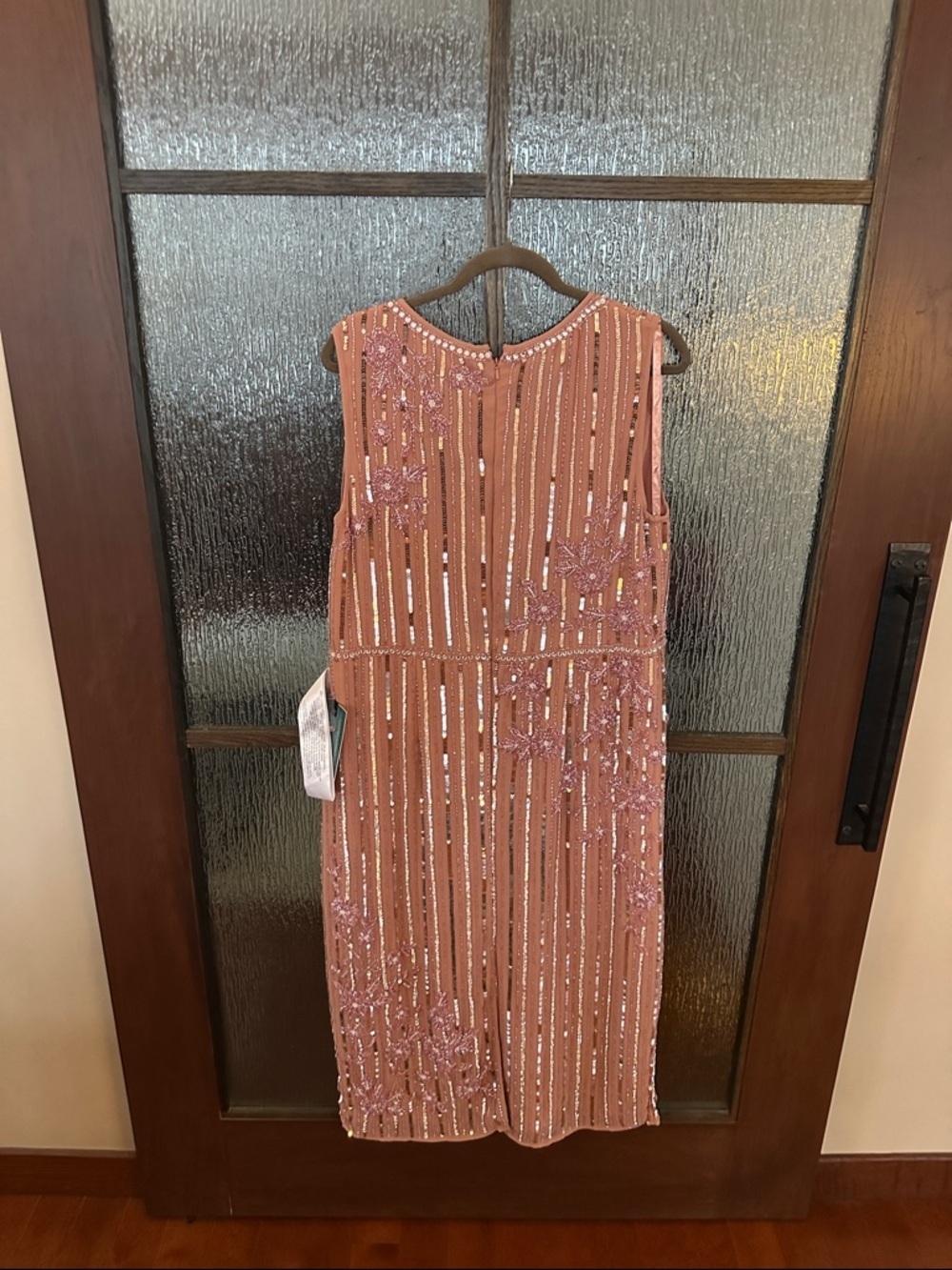Mac Duggal Tea Length Beaded Embellished Midi Dress Jewel Blush Rose Size 16 NWT - Picture 8 of 16